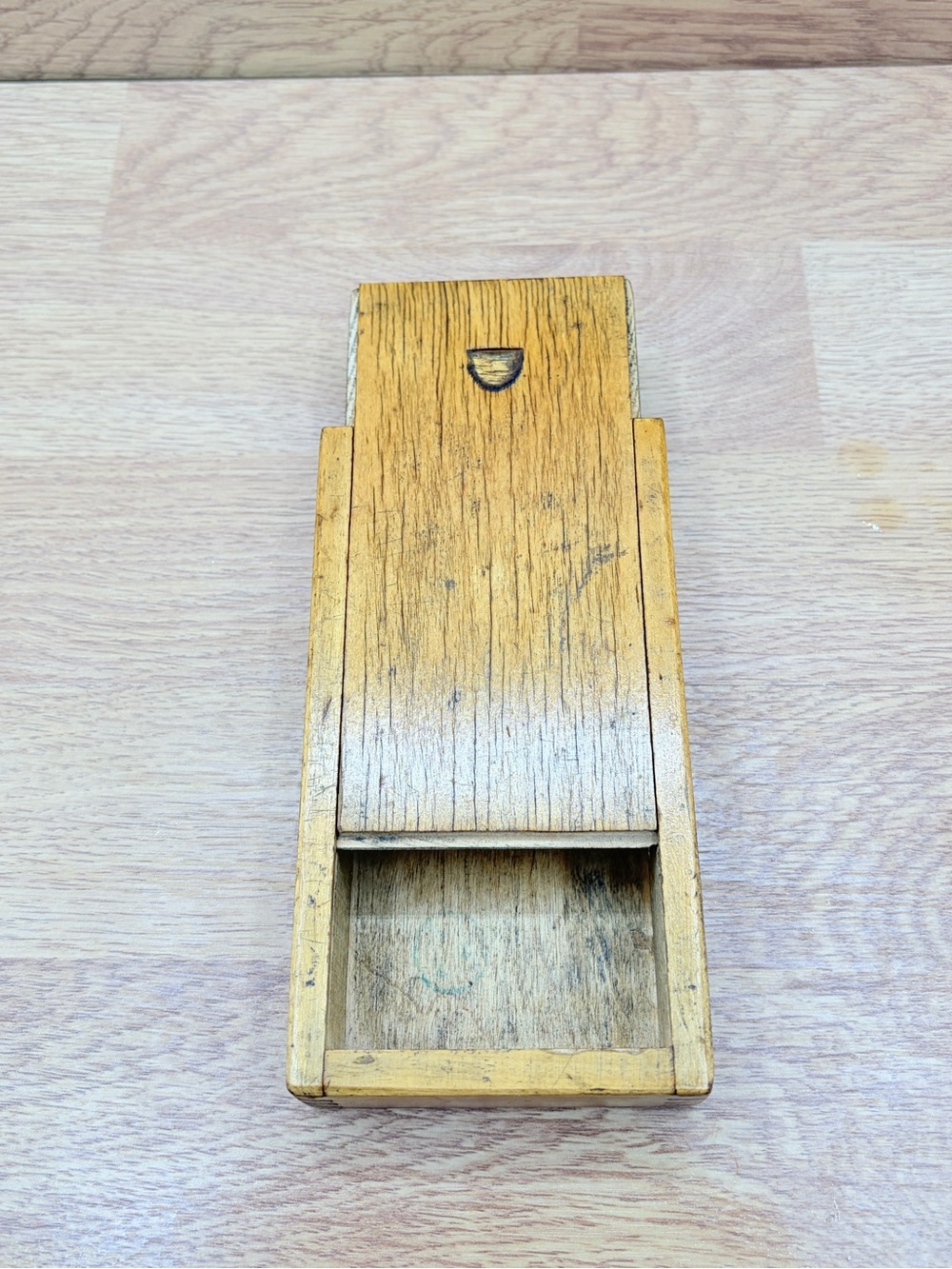 Vintage 1930-1960's Wood Pencil Box Sliding Lid Dovetails